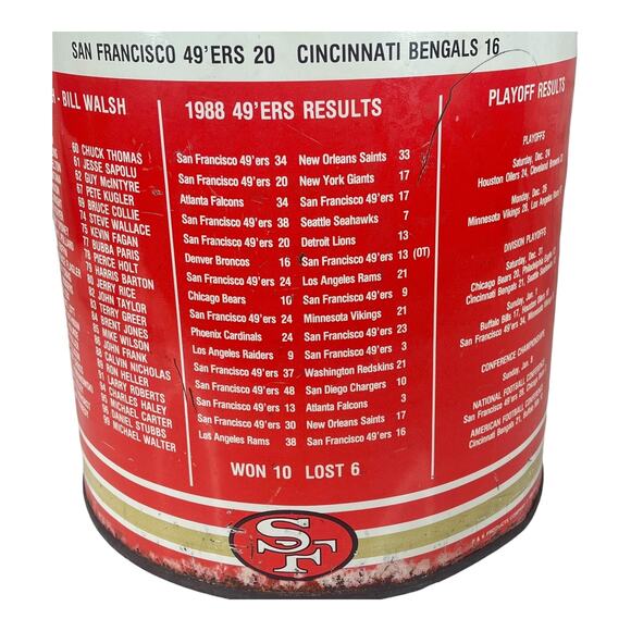 Vintage P&K San Francisco 49ers Metal TRASH CAN 19” Super Bowl XXIII Champions - Picture 6 of 16